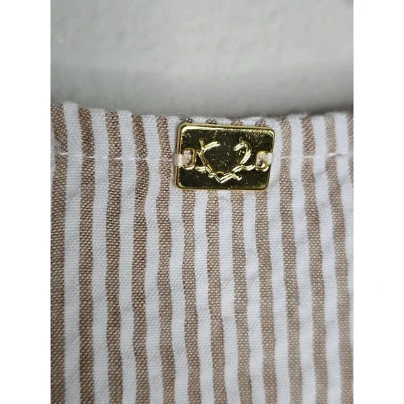 For Love & Lemons Emmy Sleep Romper Brown Seersucker and Lace Size Small - Picture 16 of 16